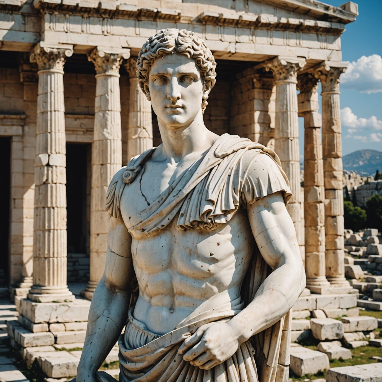 Elegant Young Greek in Ancient Ruins