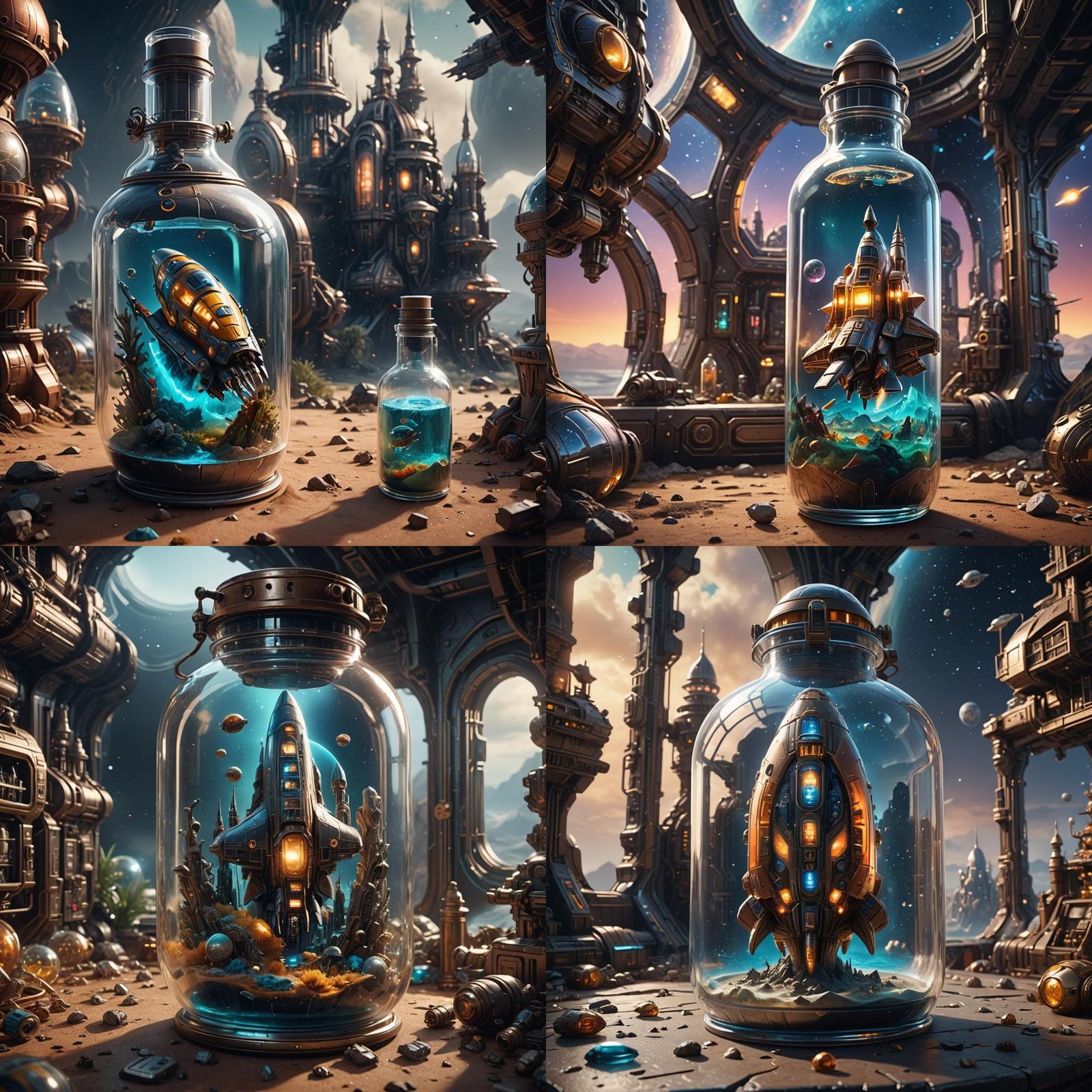 Spaceship in a Bottle: Detailed Matte Painting