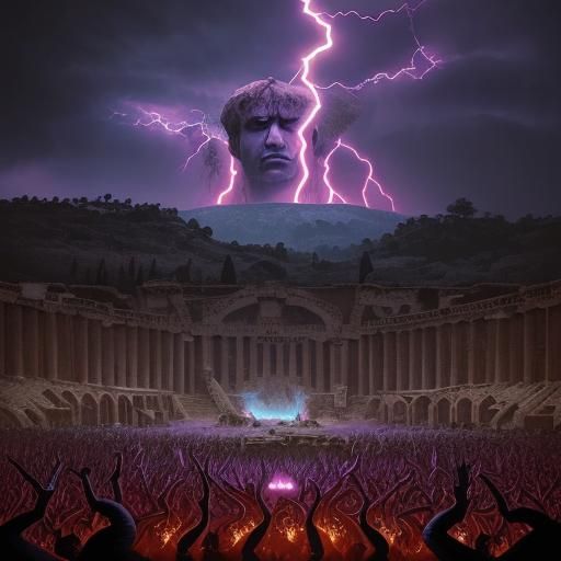 Demons Rocking Out in Hell: Synthwave Neon Art