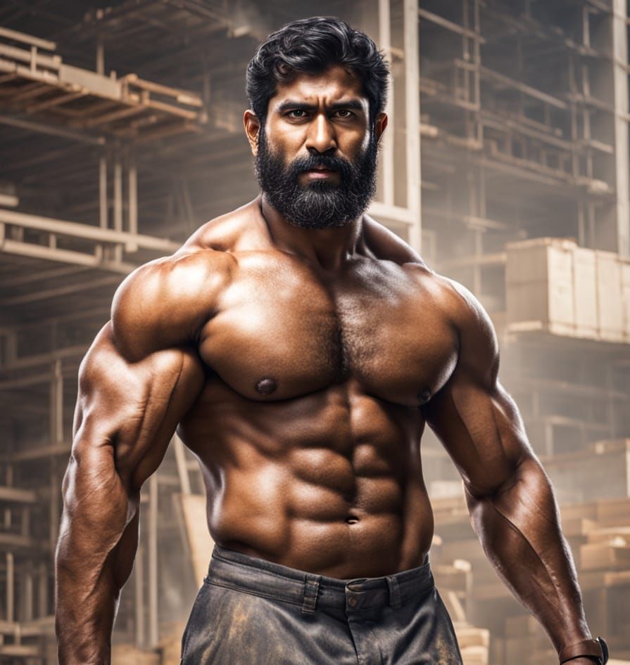 South Asian Construction Worker in Hyper-Realistic Detail