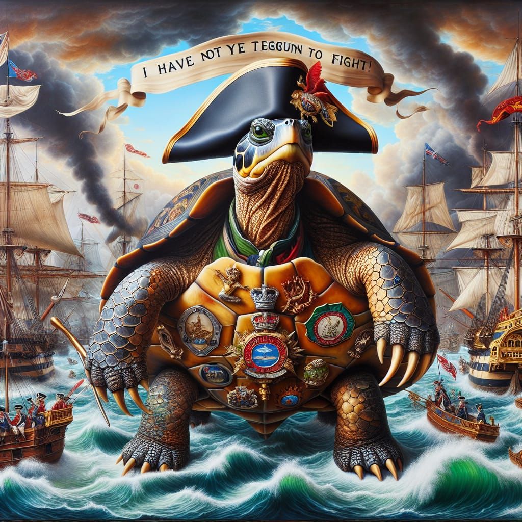 Turtle Admiral on Deck During Naval Battle
