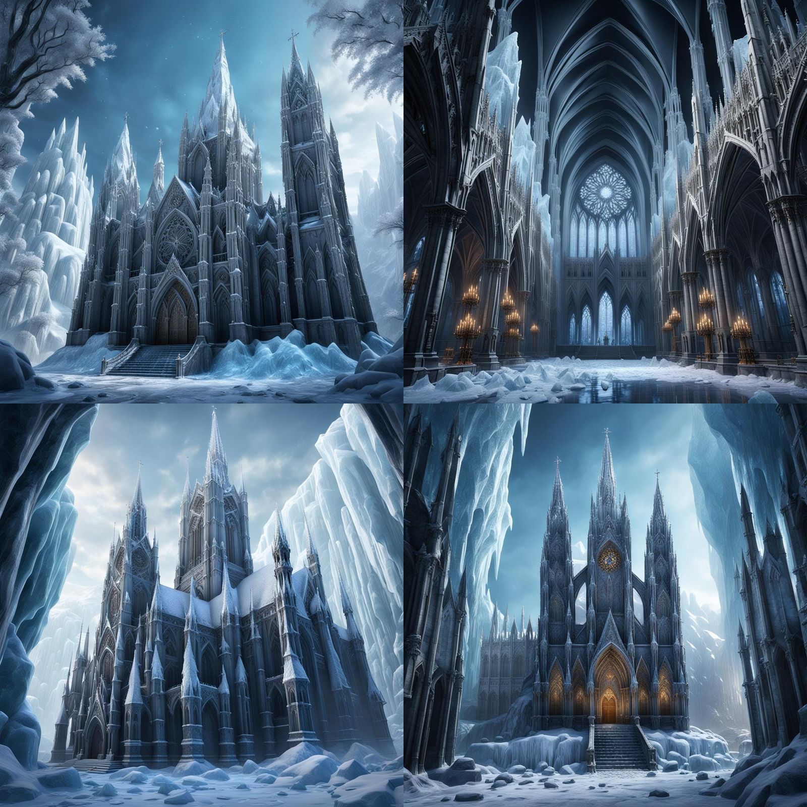 Icy Gothic Cathedral: Detailed Fantasy Concept Art