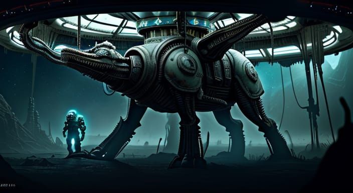 Astronaut Finds Alien Carousel on Desolate Planet