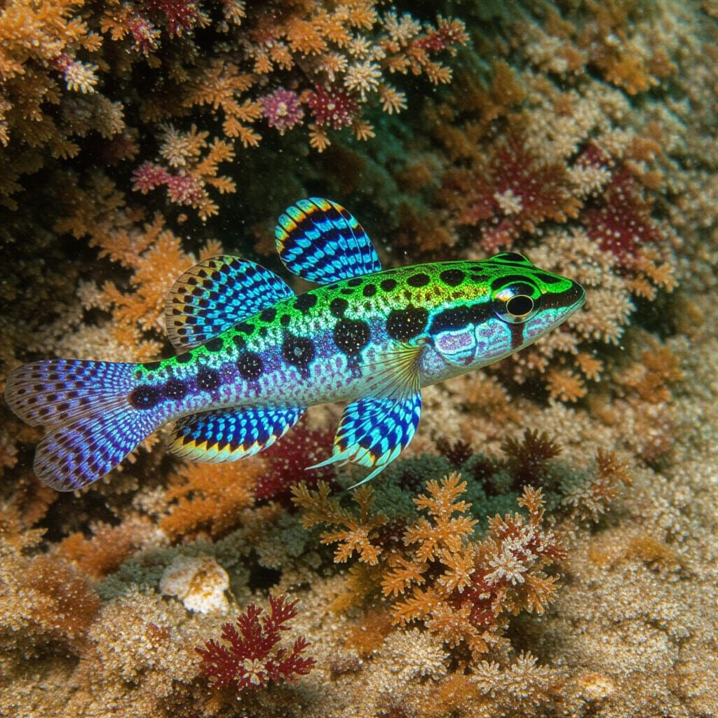 Marine Life Collage: Fish, Otter, Shark, Pufferfish
