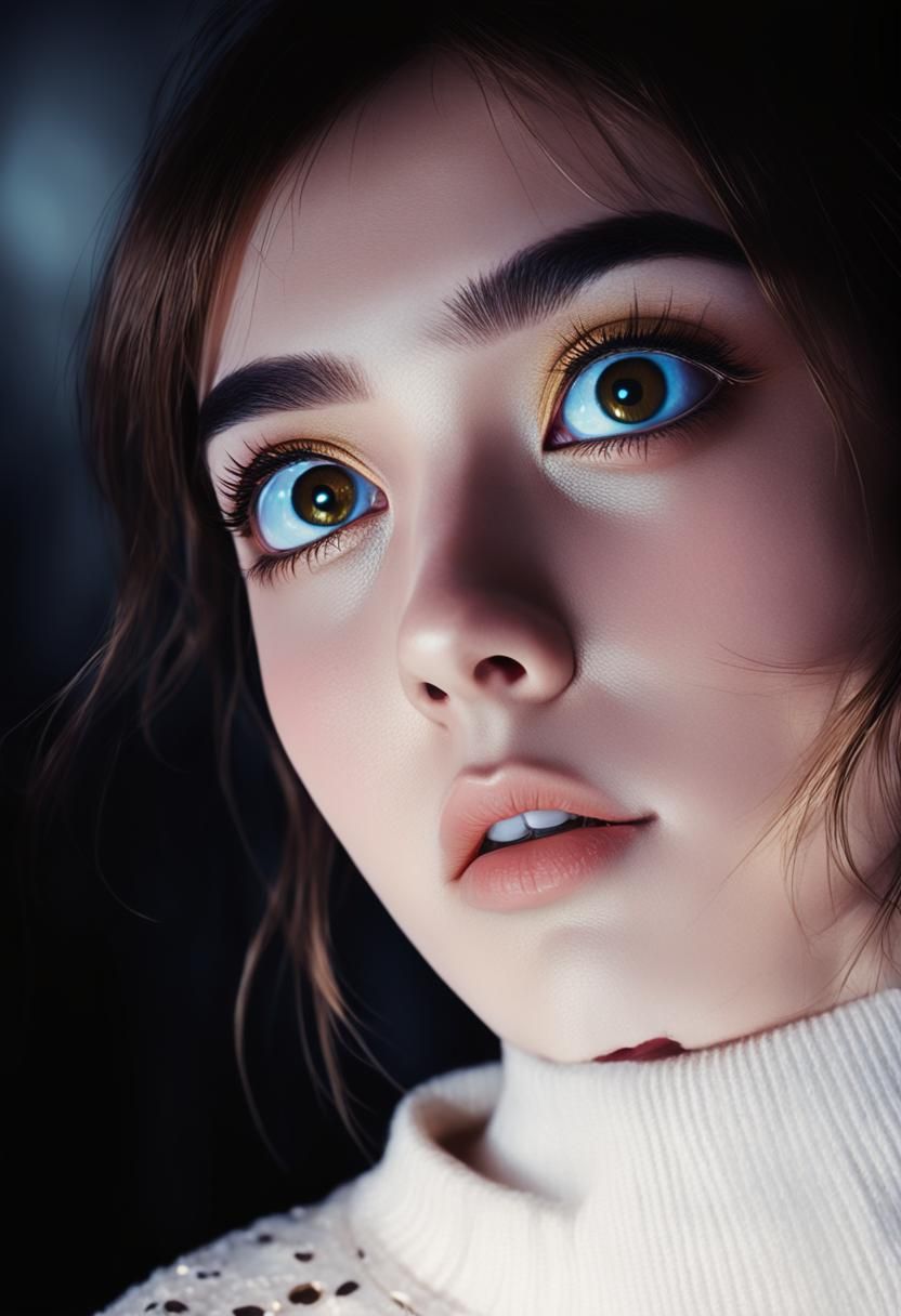 Anime Girl Portrait with Large Eyes