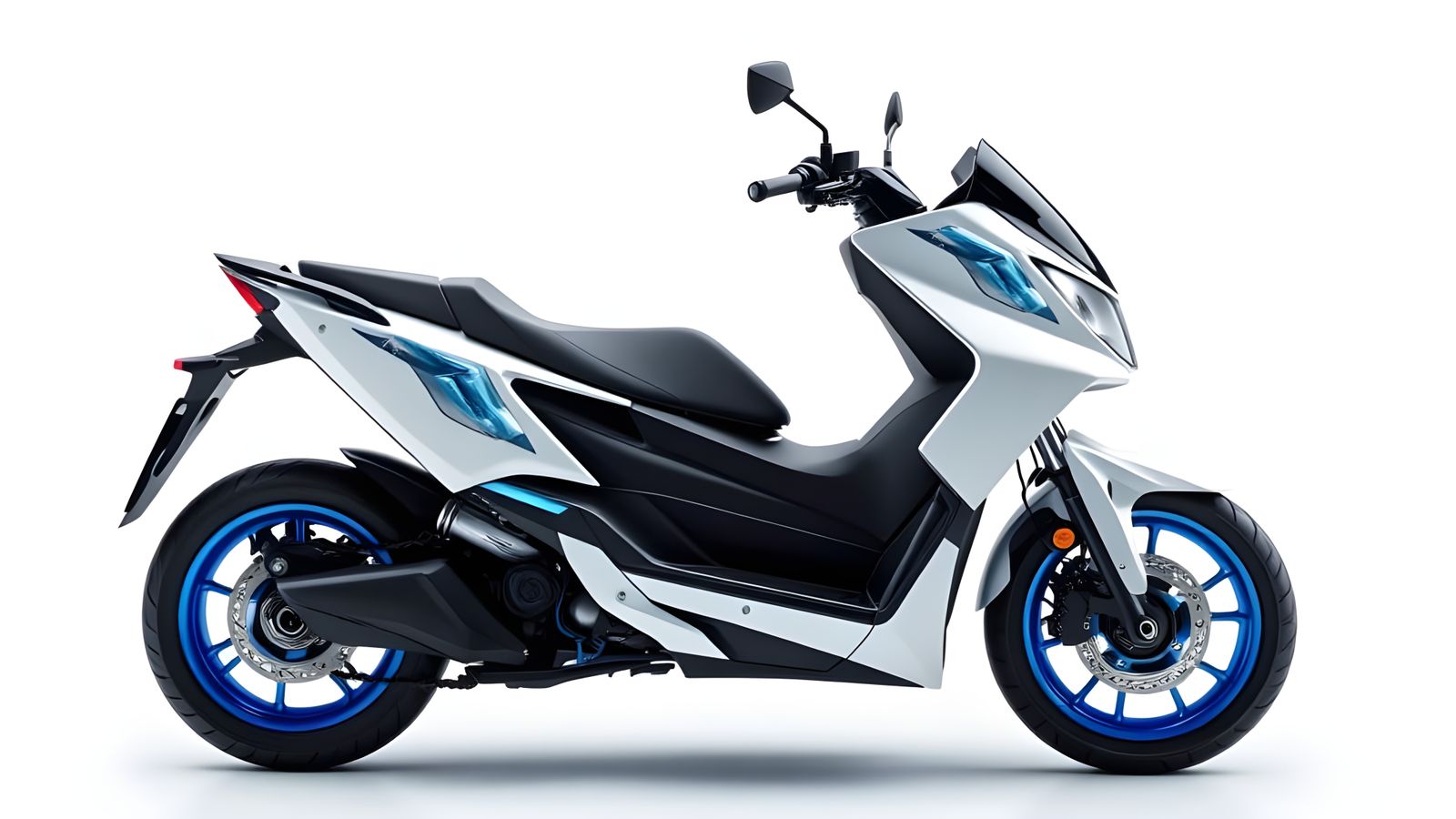 Electric Honda Arctiguana Scooter in Arctic White and Cyan B...