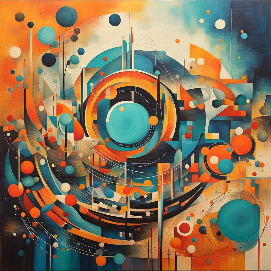 Abstract Tomorrowland Art in Complementary Colors