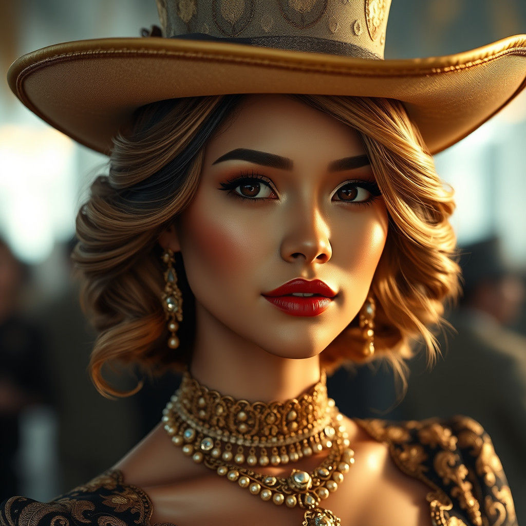Ecuadorian Beauty in Opulent Fashion: A Digital Painting
