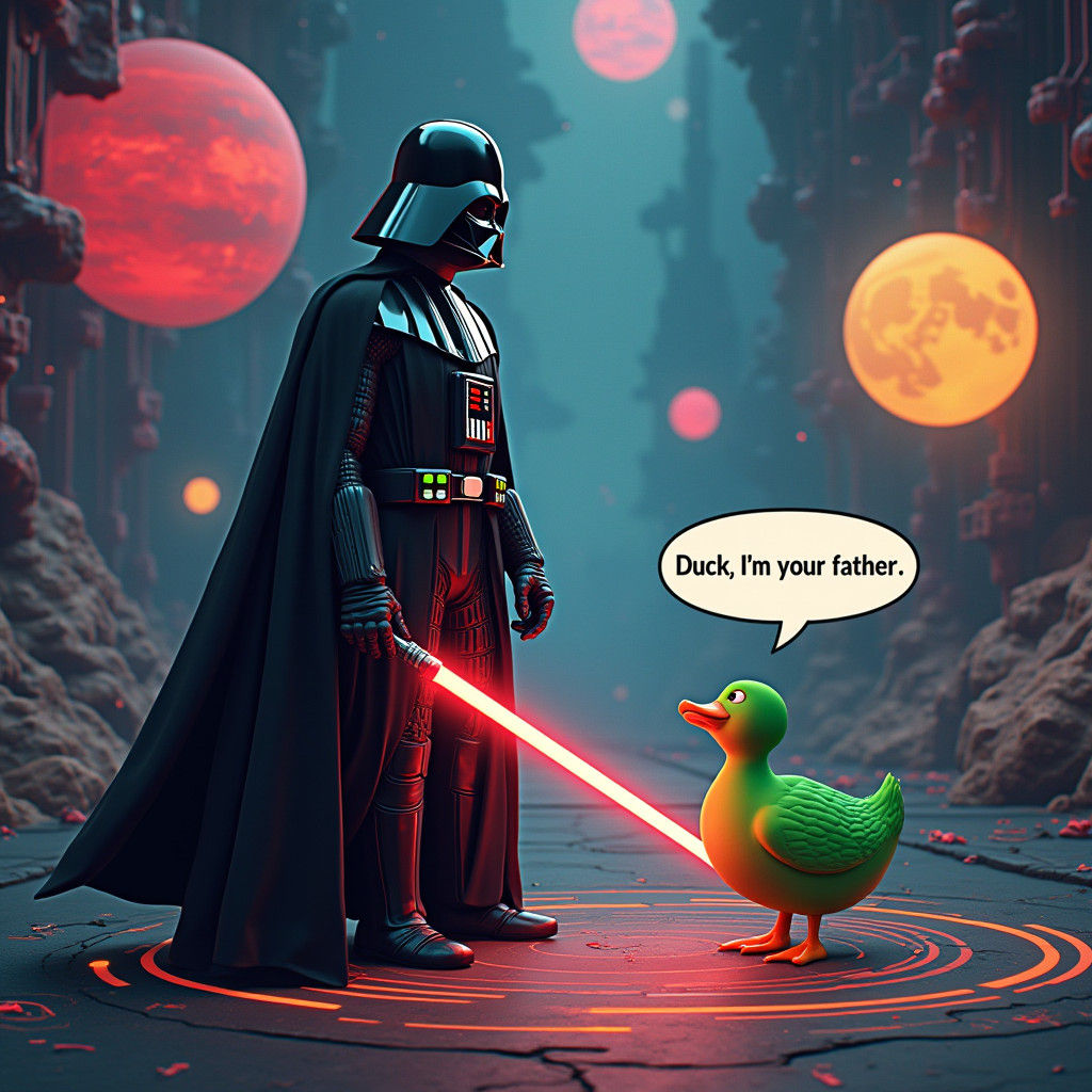 Darth Vader's Duck Revelation in Futuristic Infographic