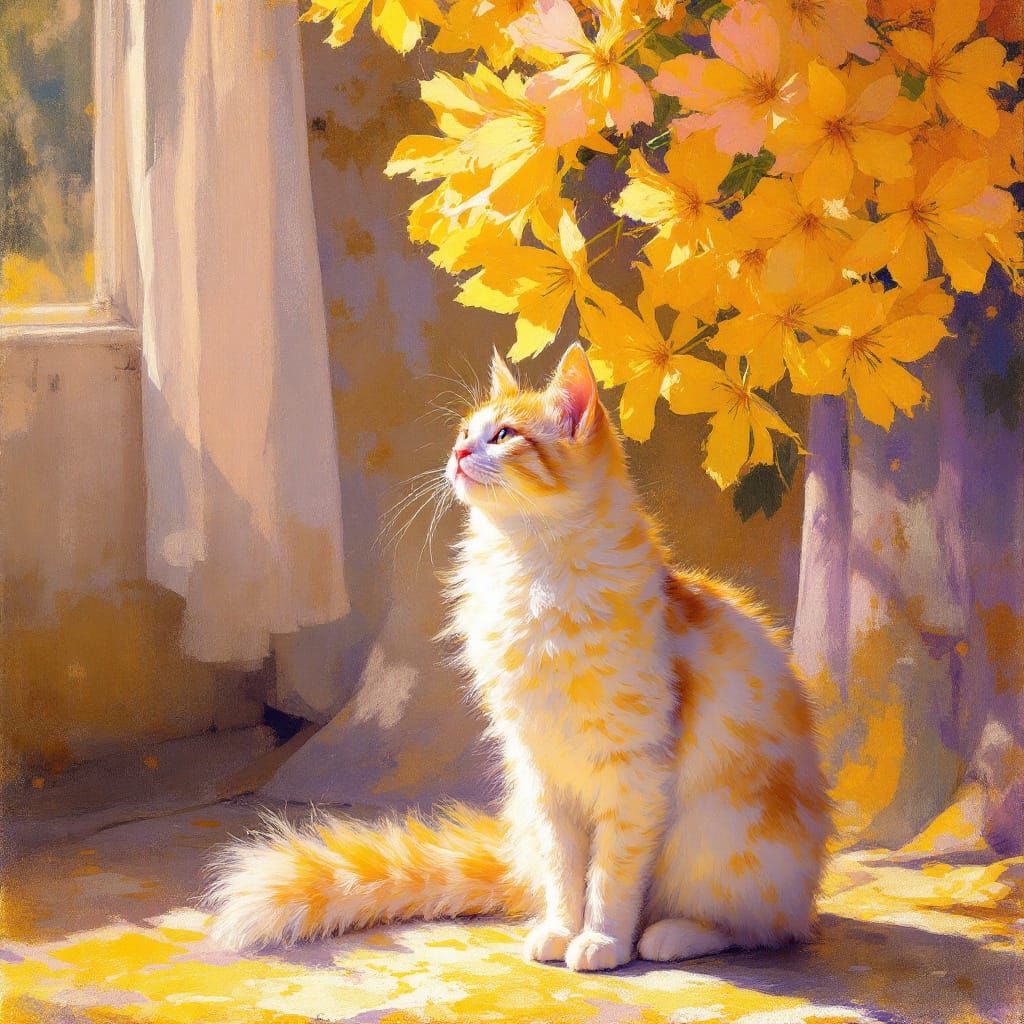 Adorable Cat in Luminous Scandinavian Summer Light