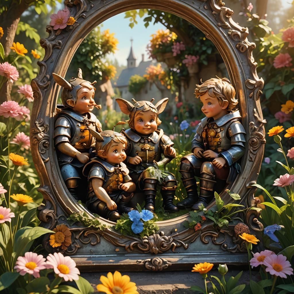 Bees Admiring Themselves in Mirror, as 3D Art