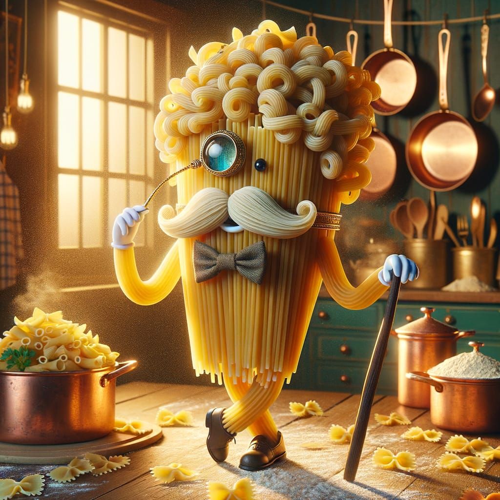 Pasta Man in Cozy Italian Kitchen Setting