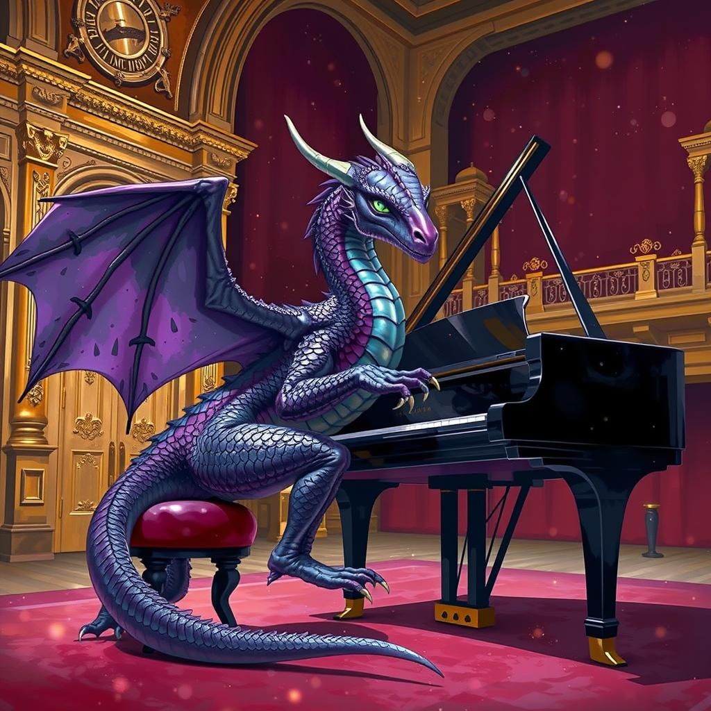 Purple Dragon Plays Piano in Astral Light