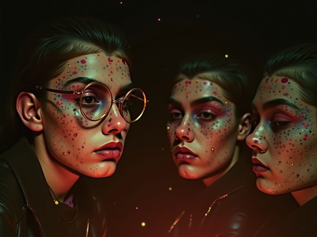 Four-Faced Men in 1960s Psychedelic Collage