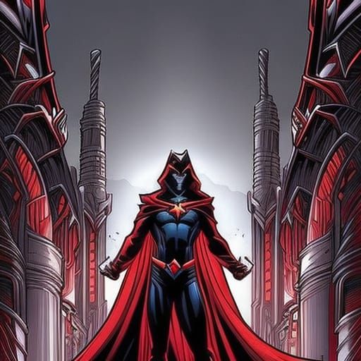 Superhero Vampire in Comic Book Art Style