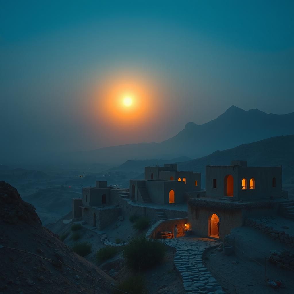 Arab Village at Dawn: Surrealist Realism