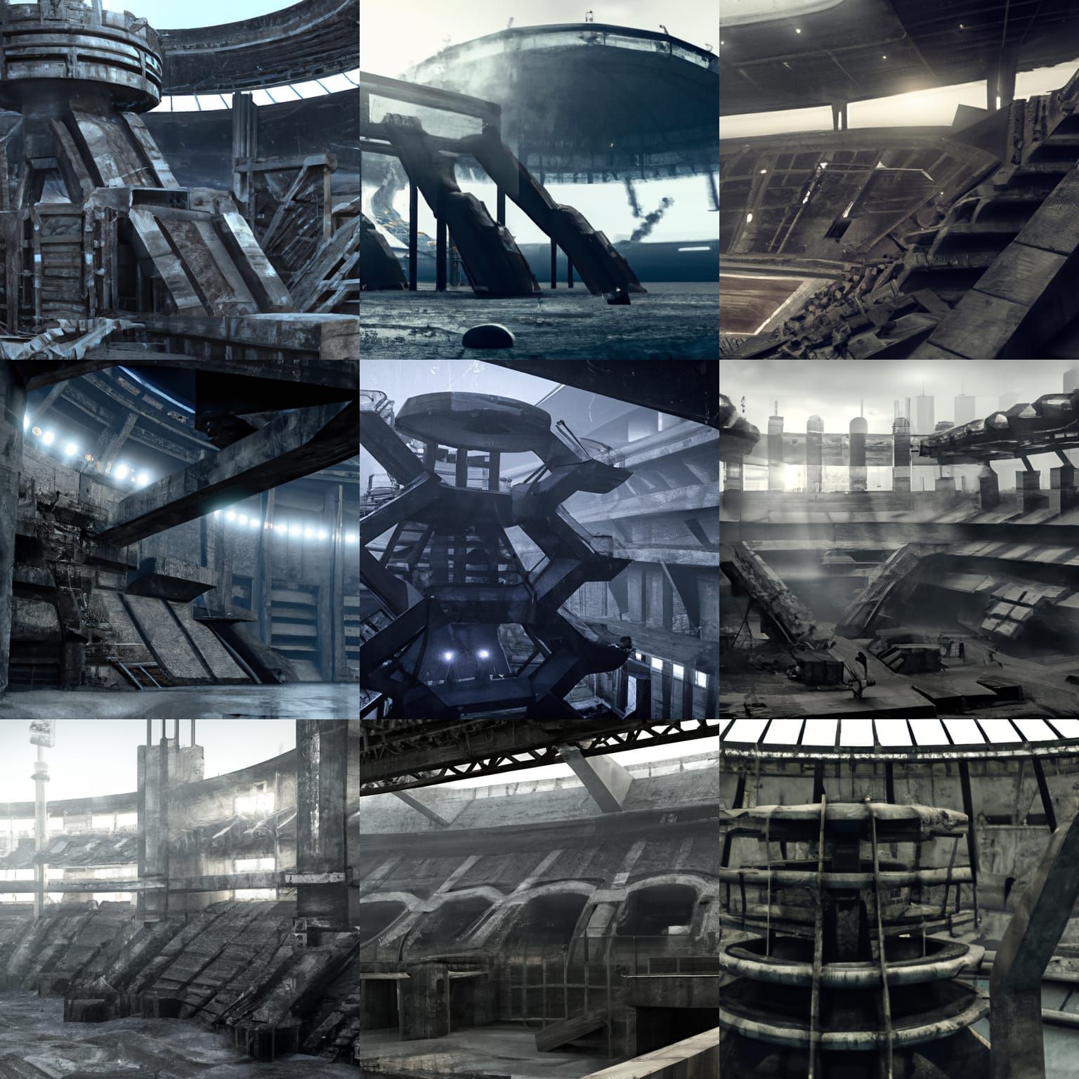 Futuristic Post-Apocalyptic Survival Stadium in Photorealist...