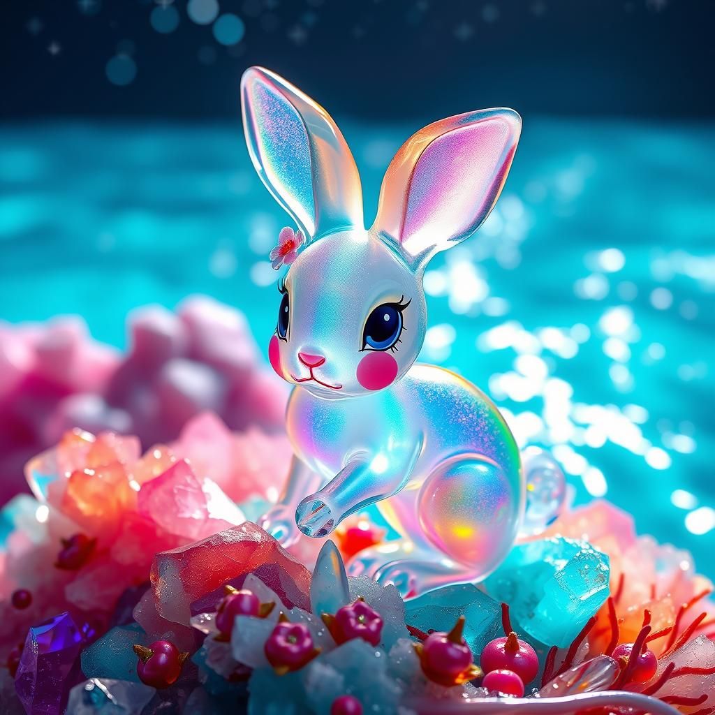 Glass Rabbit Figurine on Mystical Island
