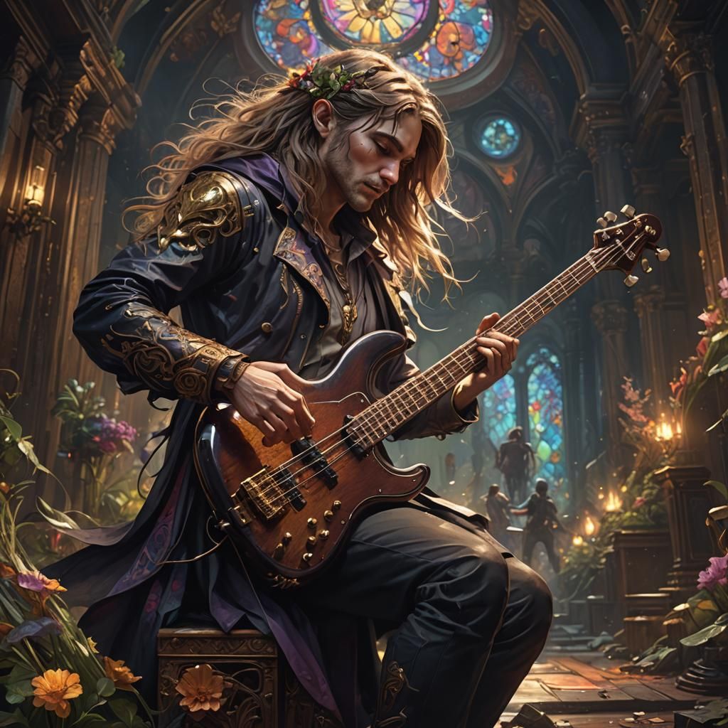 Bass Player in Dark Fantasy Style