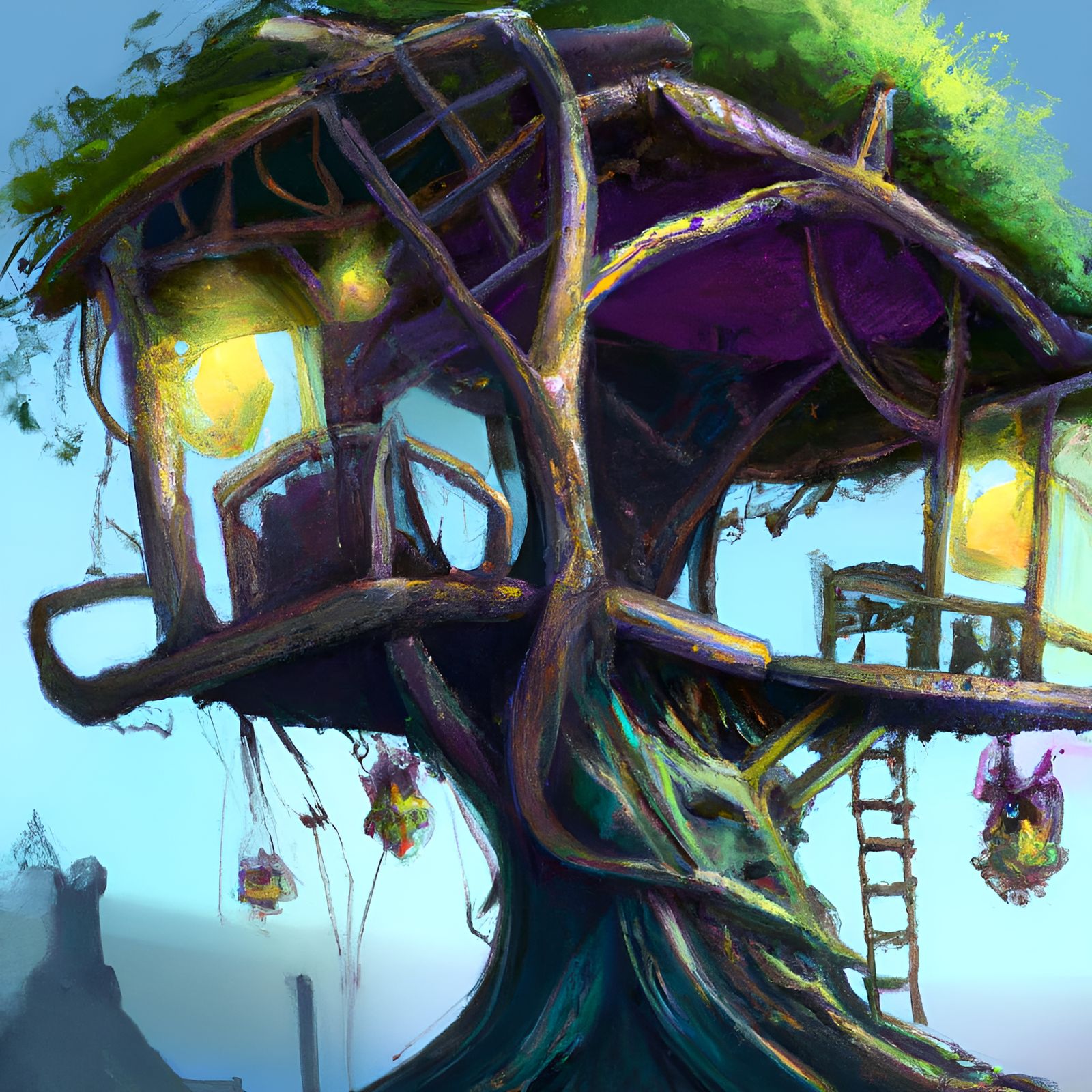 Mystical Elven Tree Fort Village in the Sky