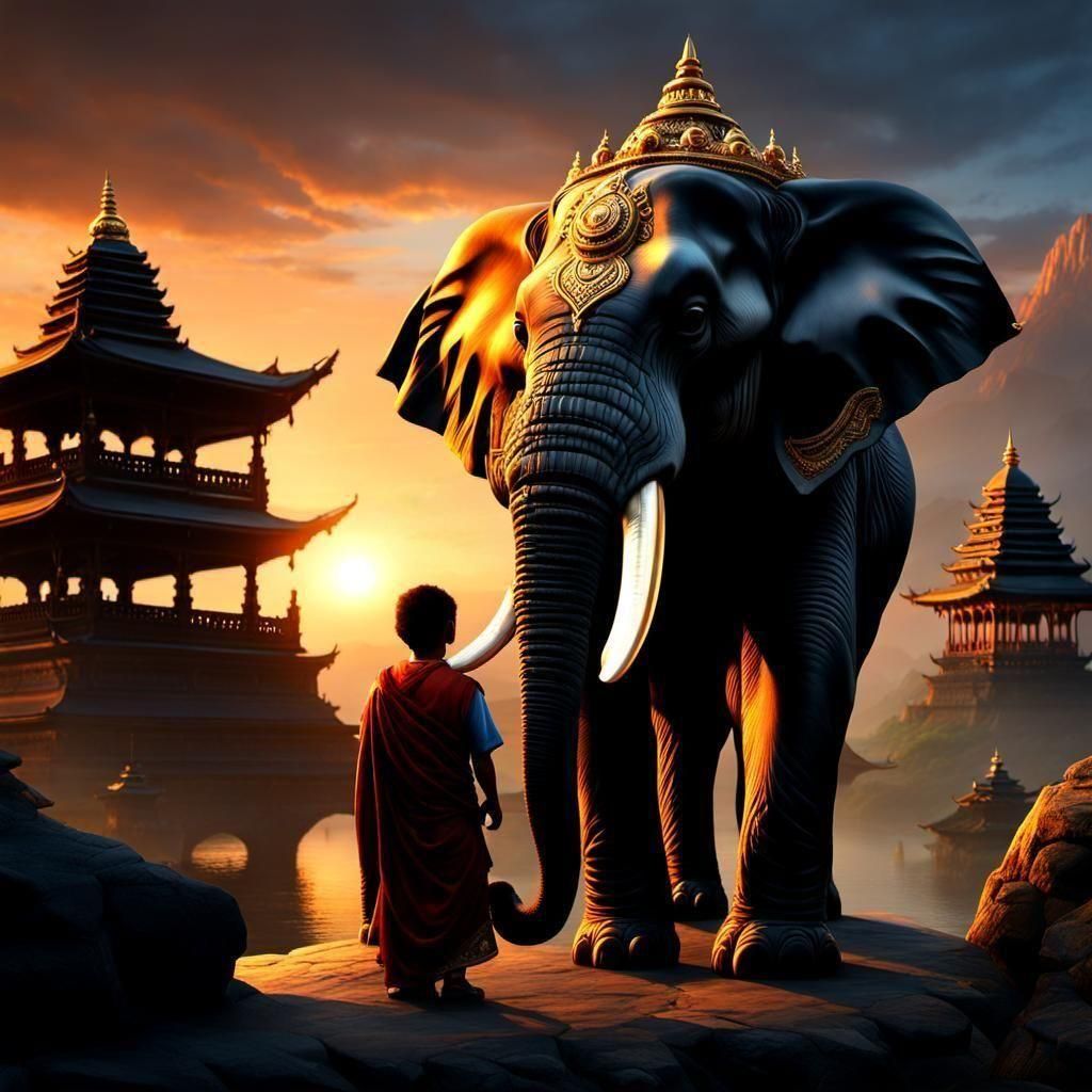 Elephant Trunk Silhouette Against a Bright Sky