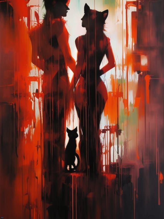 Kittens in Love, Ukiyo-e Style