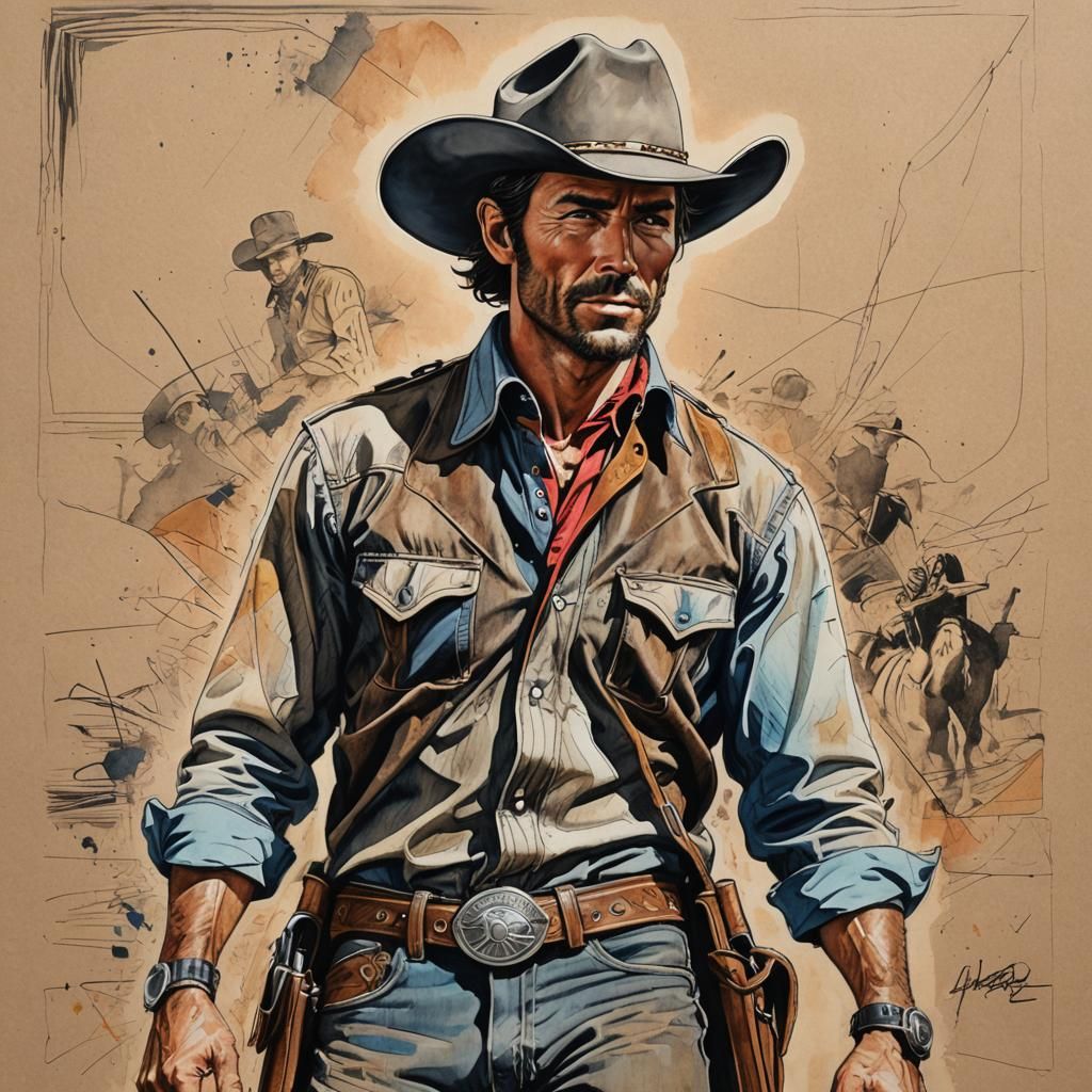 Cowboy Mixed Media Art Masterpiece