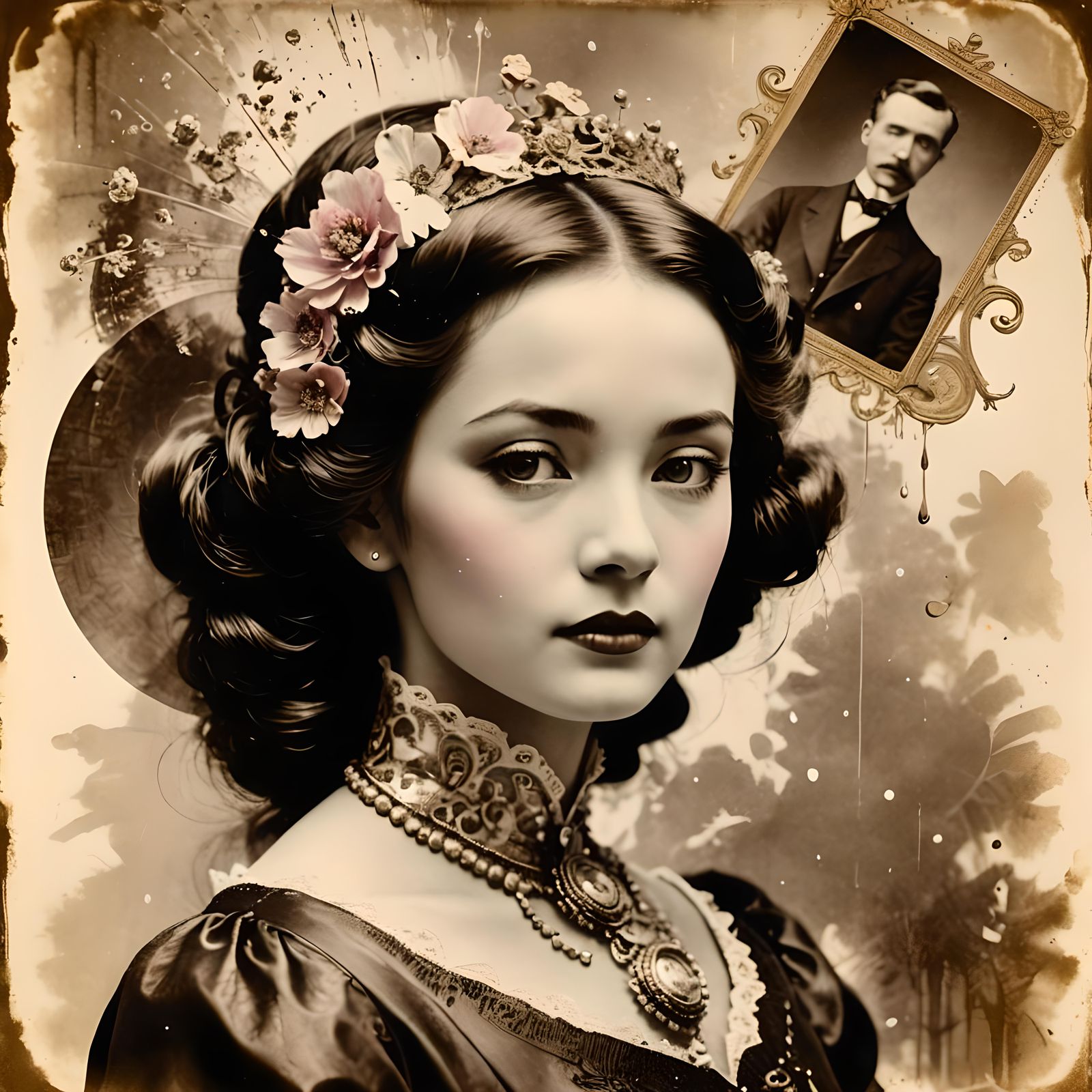 Victorian Ink Portrait in Sumi-e Style