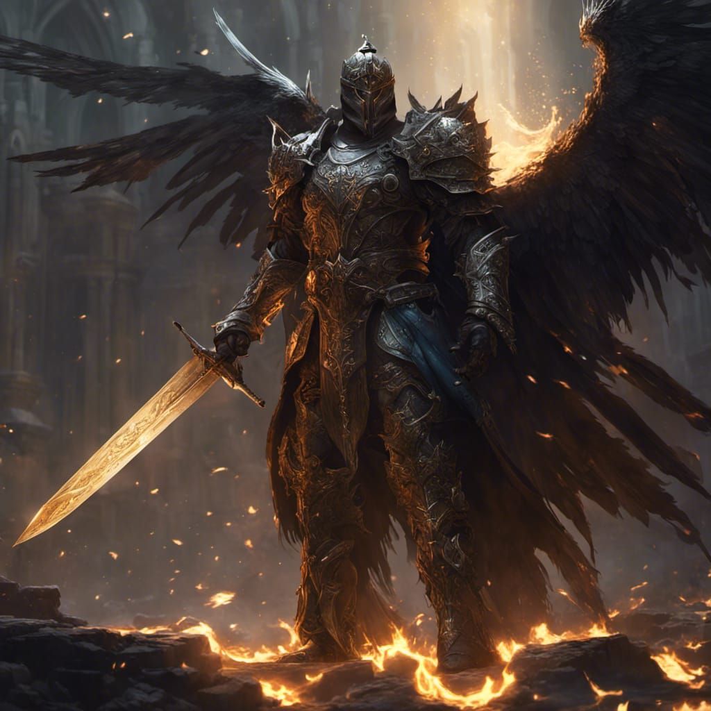 Dark Winged Paladin Concept Art in 8K
