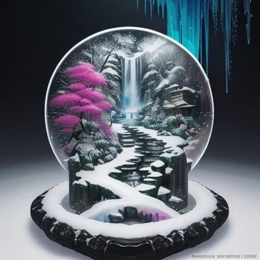 Waterfall Garden in Snow Globe: Graffiti Splash Art
