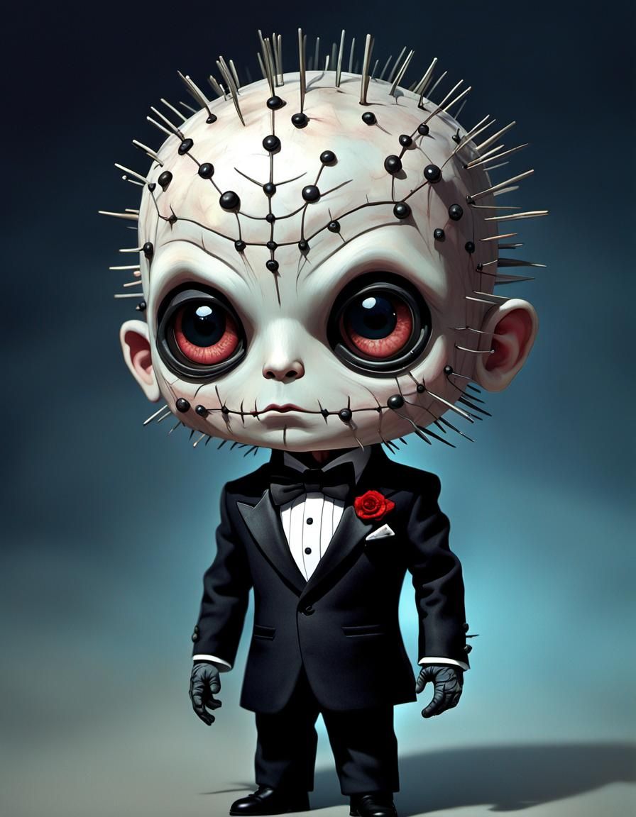 Chibi James Bond Pinhead Hybrid in Ethereal Portrait