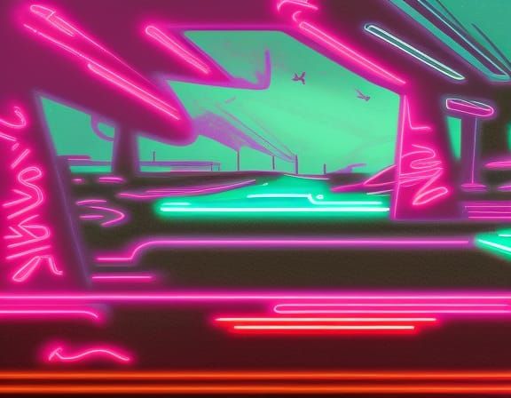 winter tundra cyberpunk synthwave neon retro