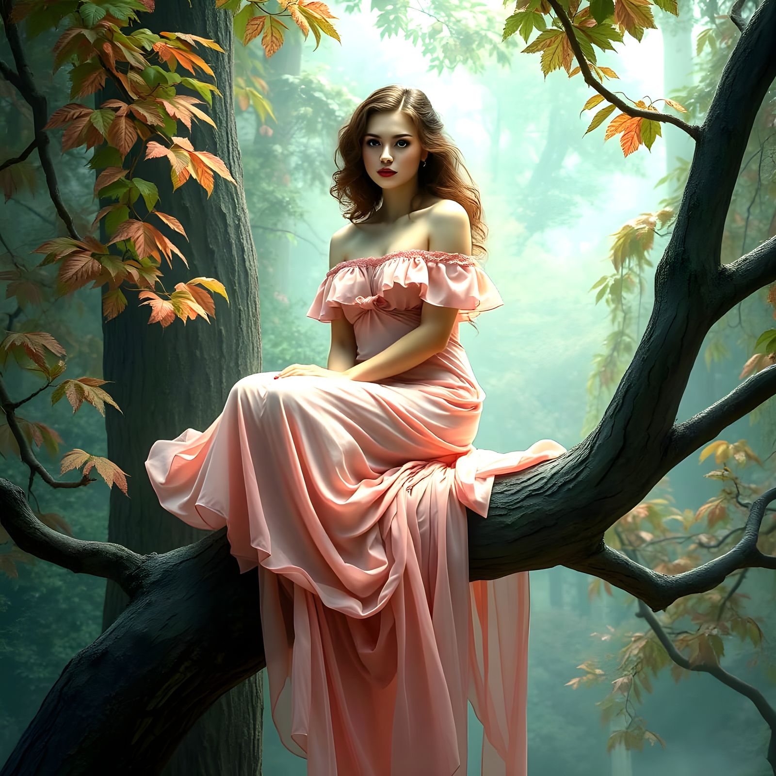 Ethereal Guardian of the Forest in Patchwork Style