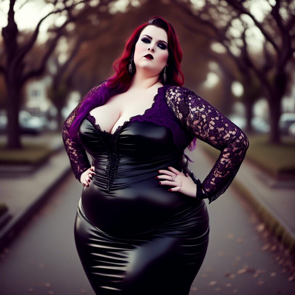 Gothic Curvy Woman in Super Hyperrealism Style