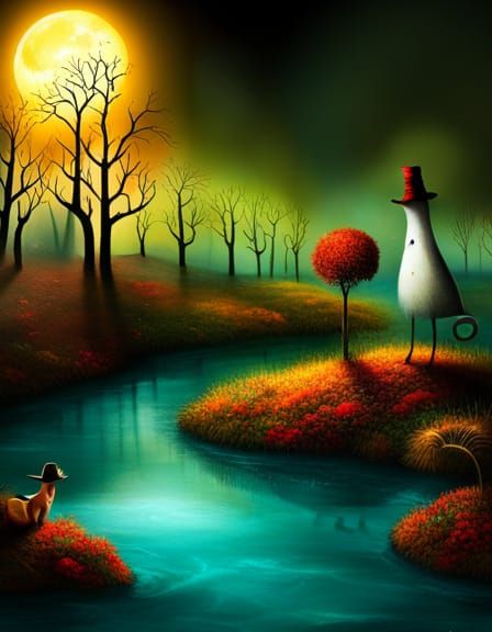 Enchanted Garden Ghosts in Paper Art Style