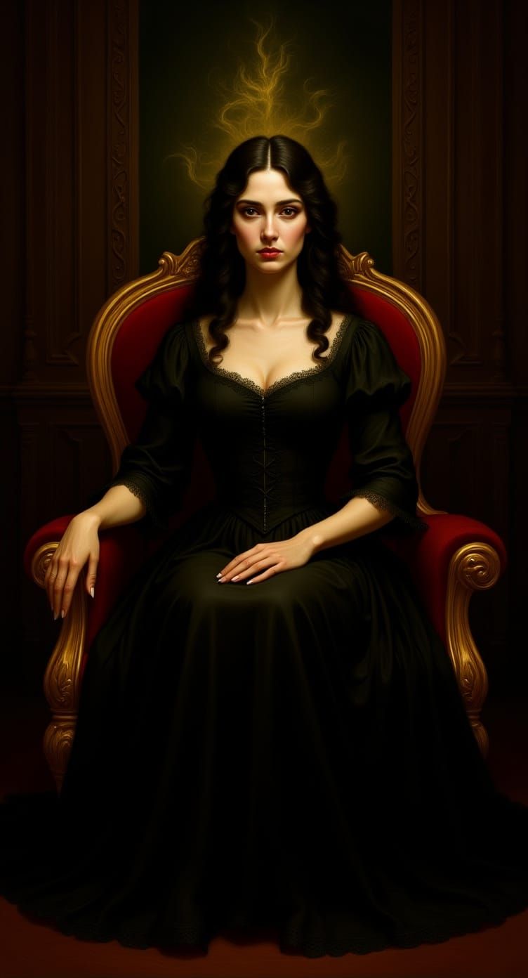 Victorian Woman Portrait in Chiaroscuro Oil Painting Style