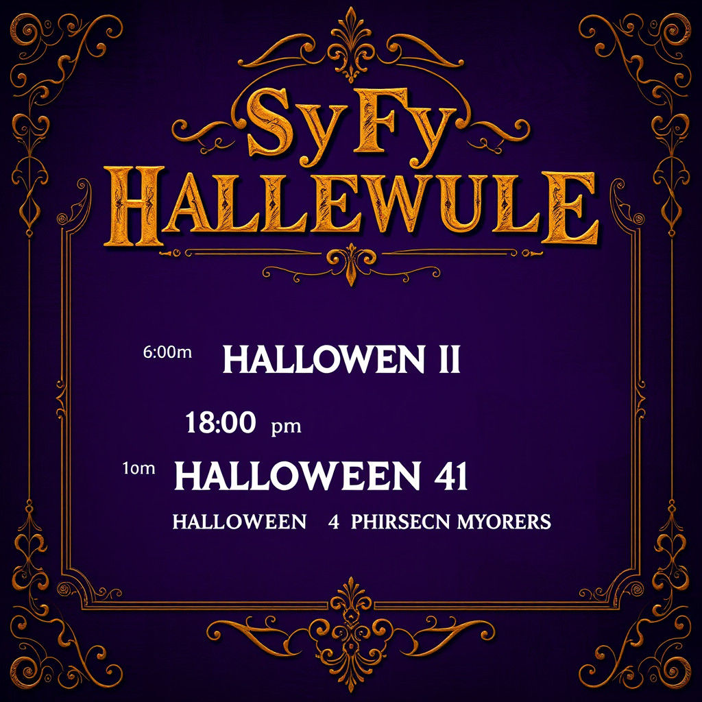 Vintage SyFy Halloween Schedule in Gothic Style