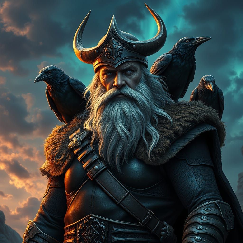 Odin as the All-Father in Epic Hyper-Realistic Style