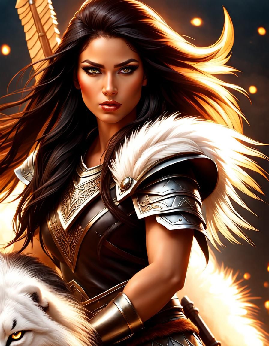 Exotic Barbarian Warrior Woman in Leather Armor