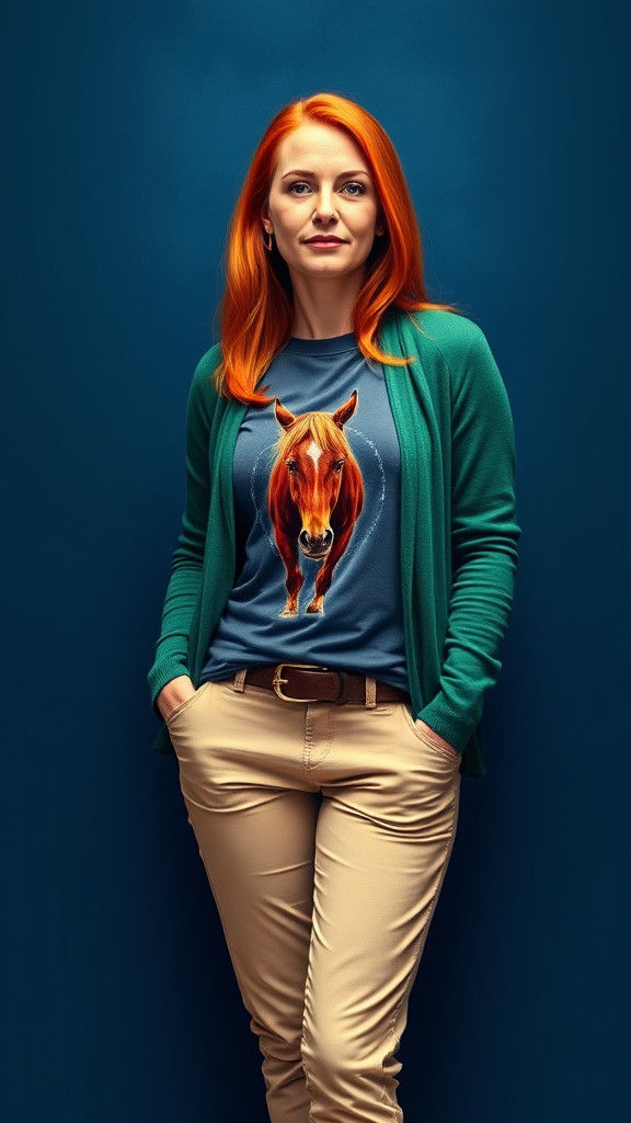 Plus-Size Woman in Watercolor Style on Dark Blue