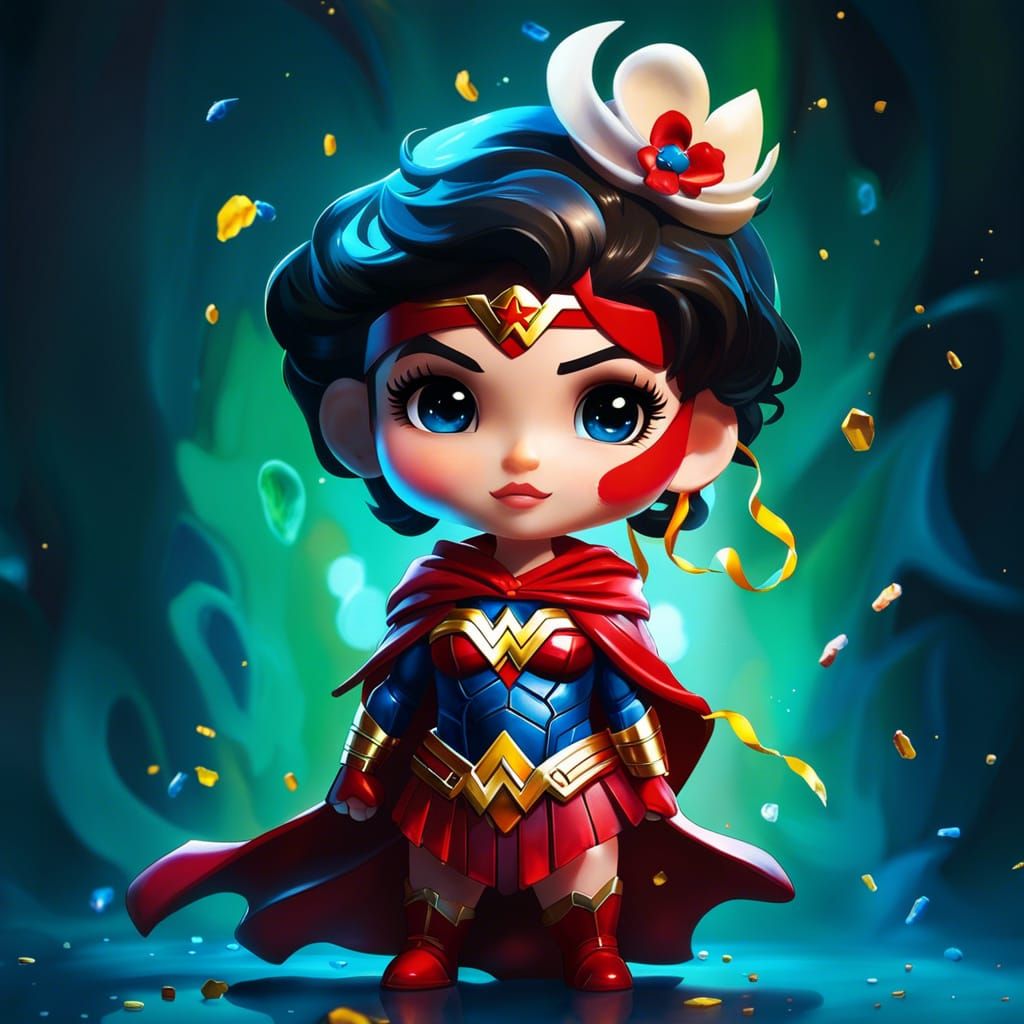 Adorable Chibi Wonder Woman Splash Art