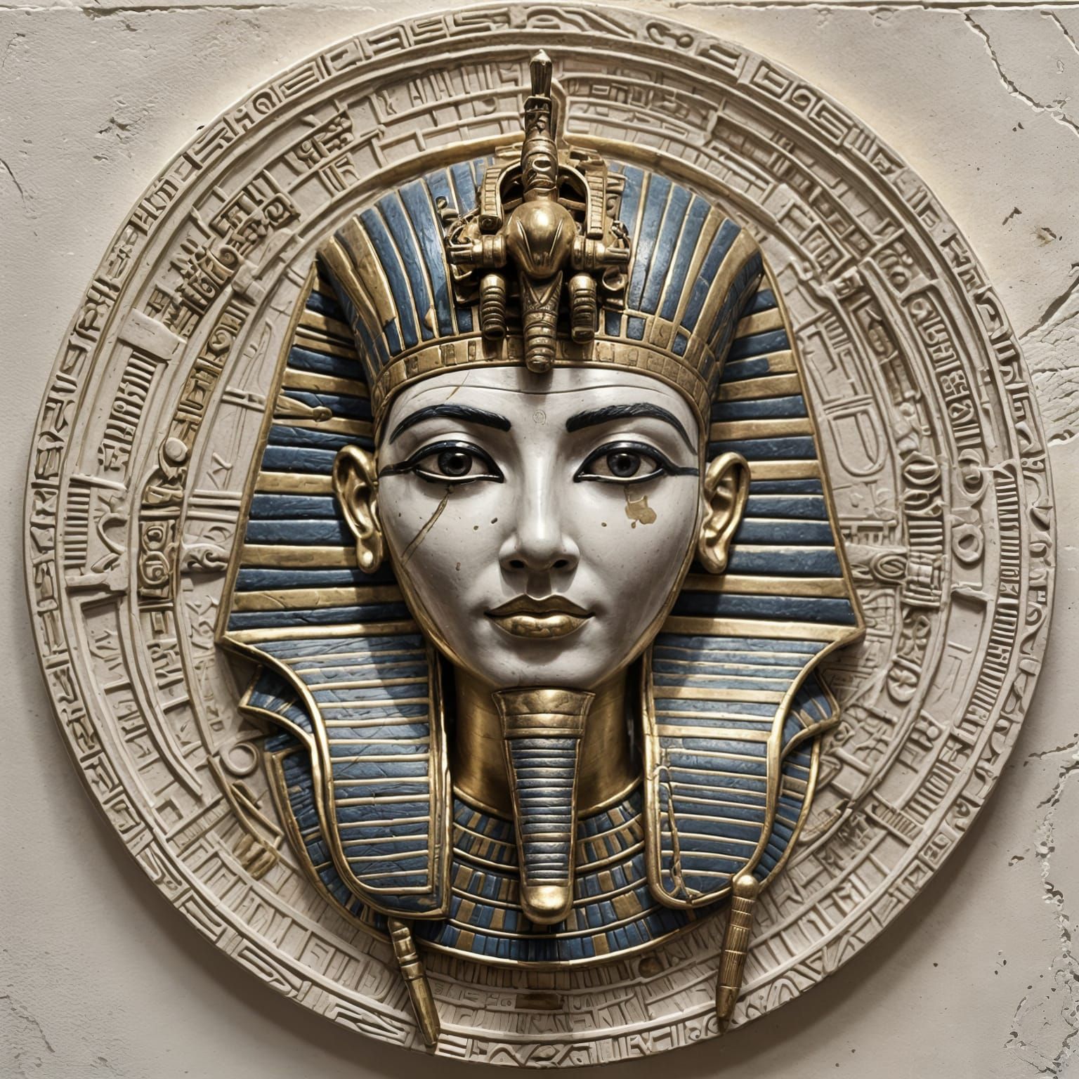 Tutankhamun Mask Bas-Relief: Detailed Matte Painting