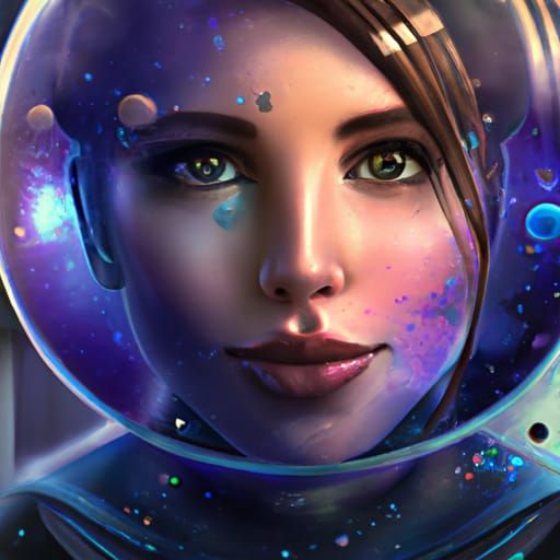 Galaxy in Glass Portrait: Digital Art