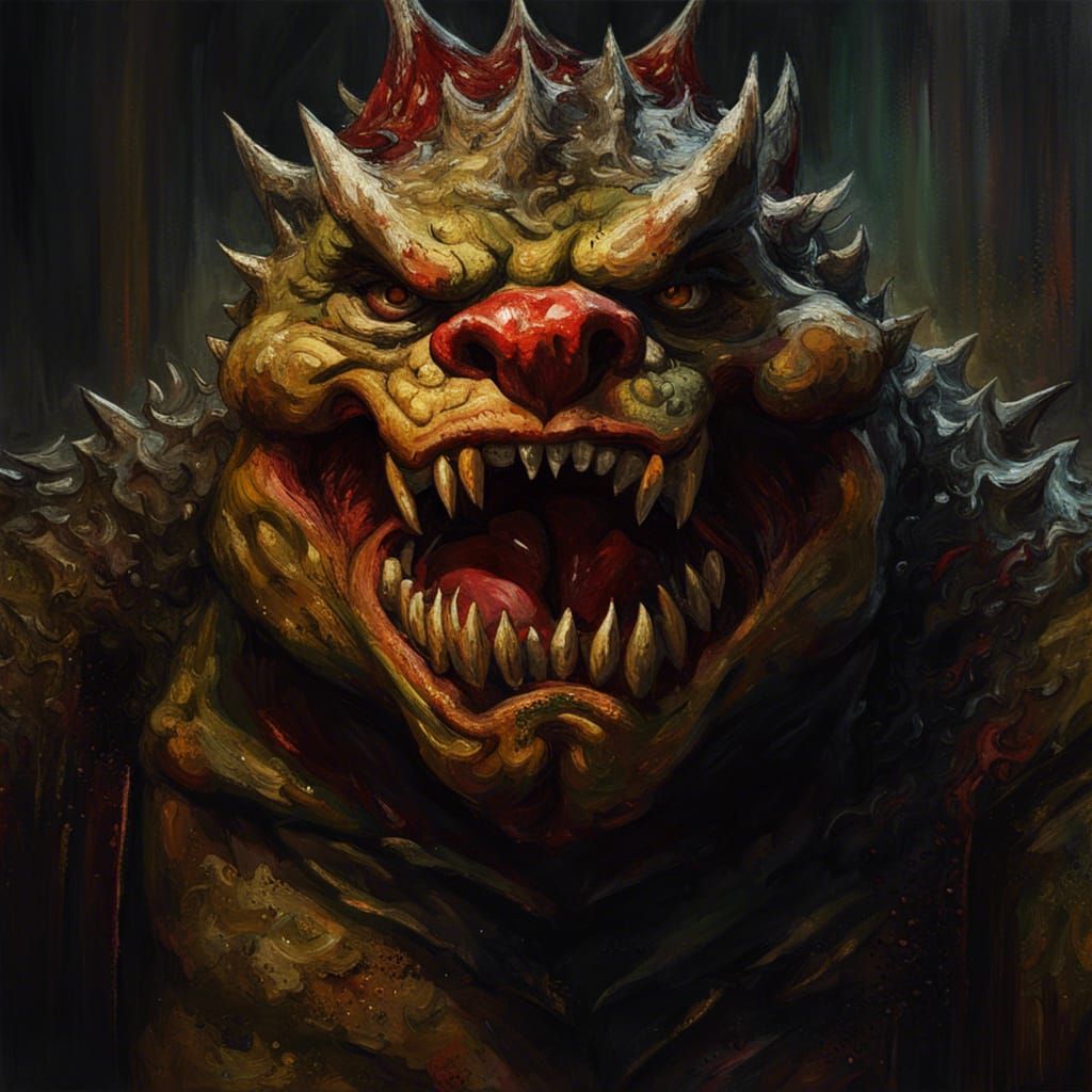 Bowser as Gothic Horror Impasto Painting