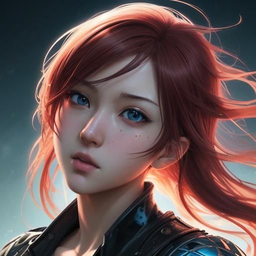 Anime Portrait with Colorful Splash Art Background