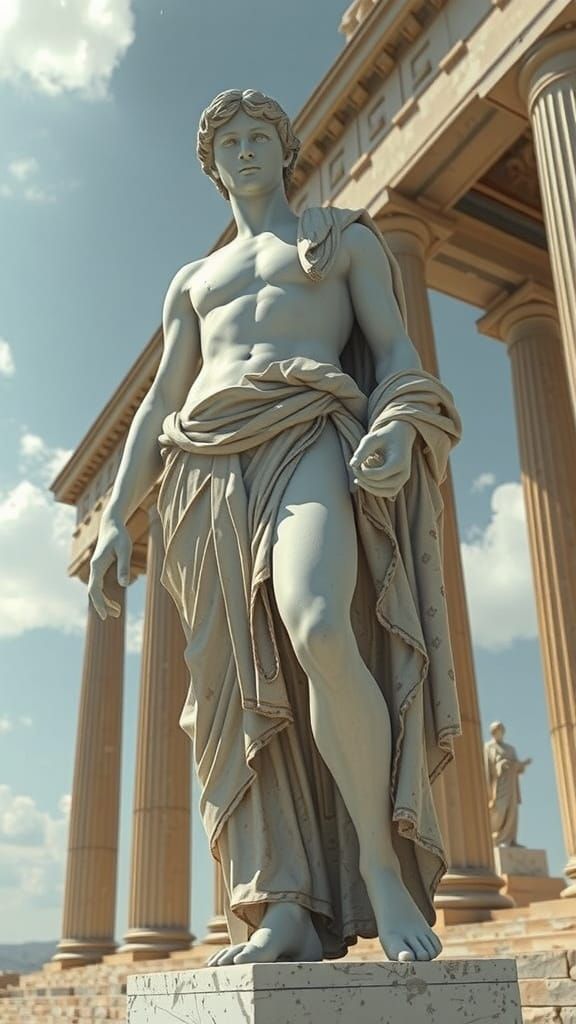 Classical Roman Warrior Statue in Grand Pose