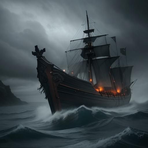 Cinematic Viking Ship on Stormy Sea
