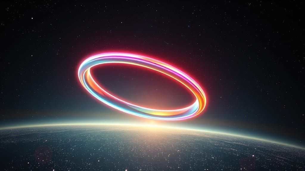 Majestic Space Mobius Strip in Vibrant Iridescent Hues