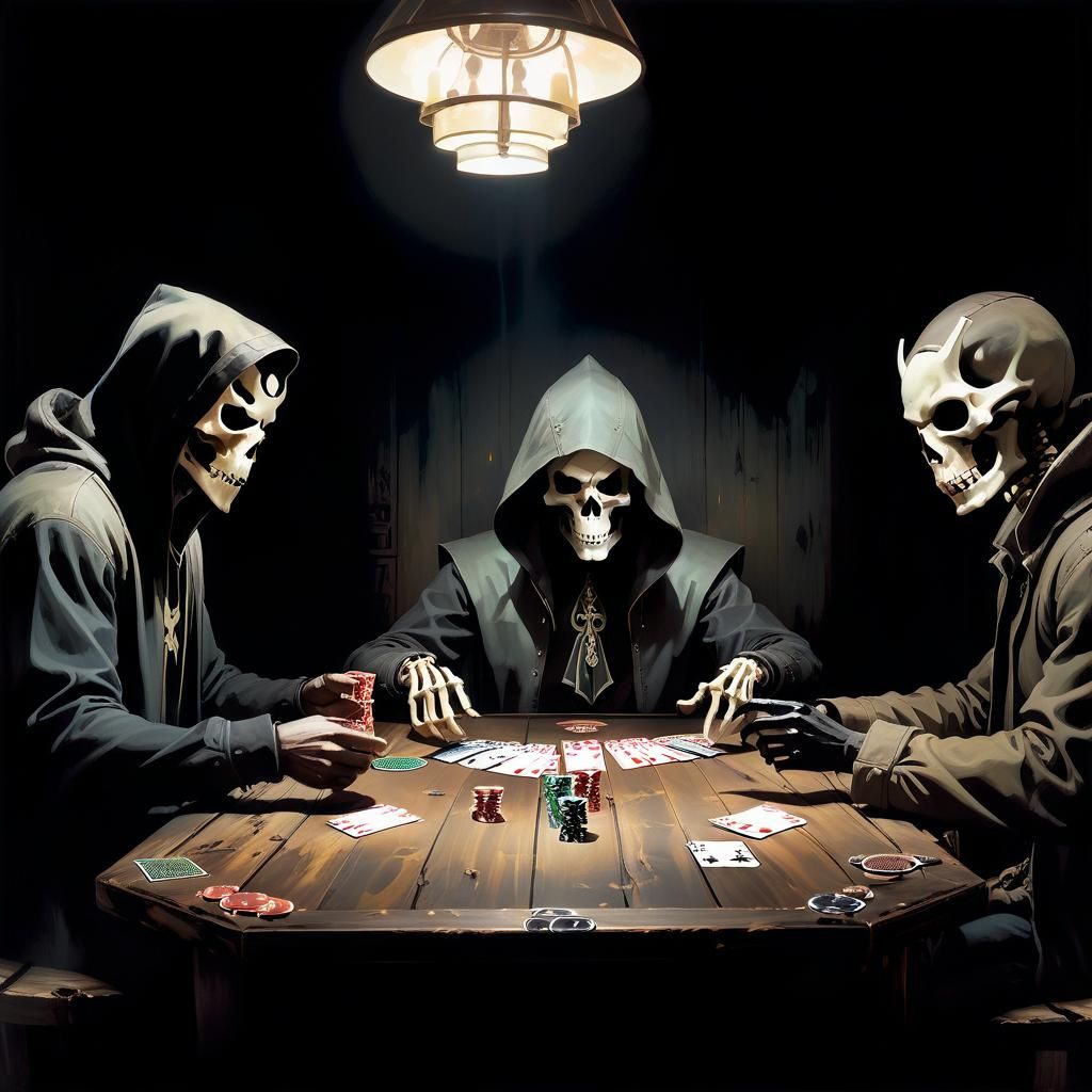 Supernatural Figures Play Poker in Dark Fantasy Art