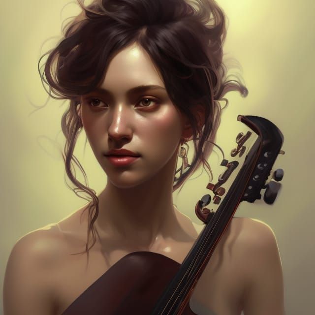 Musician Woman Portrait in Hyperdetailed Style